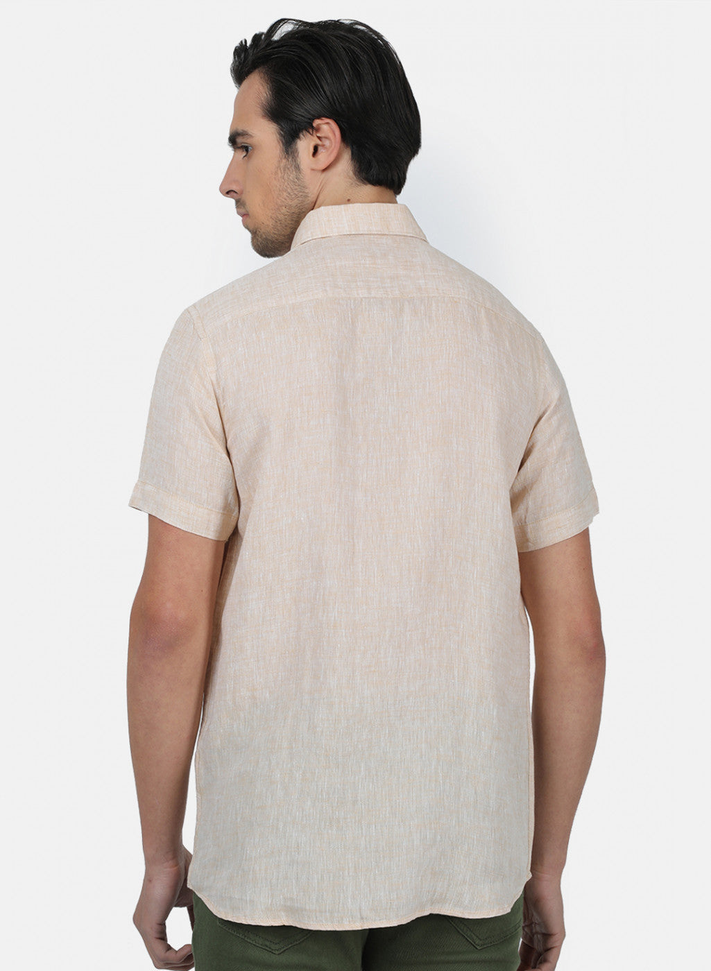 Men Beige Solid Shirts