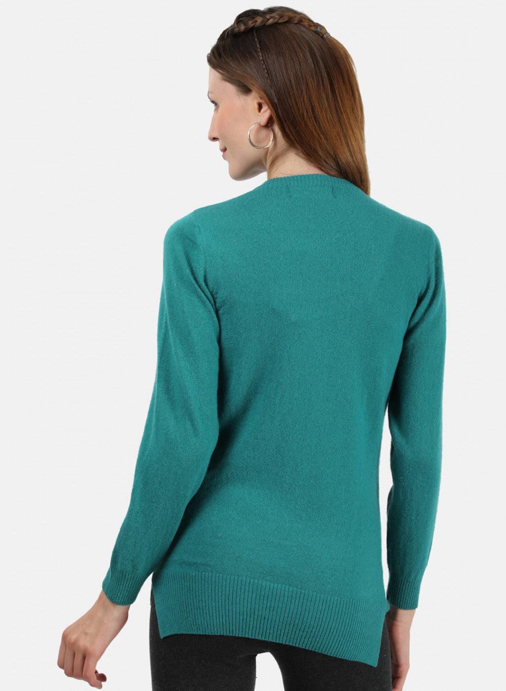 Women Sea Green Solid Cardigan