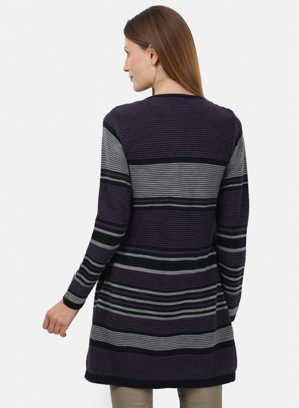 Women Purple Solid Cardigan