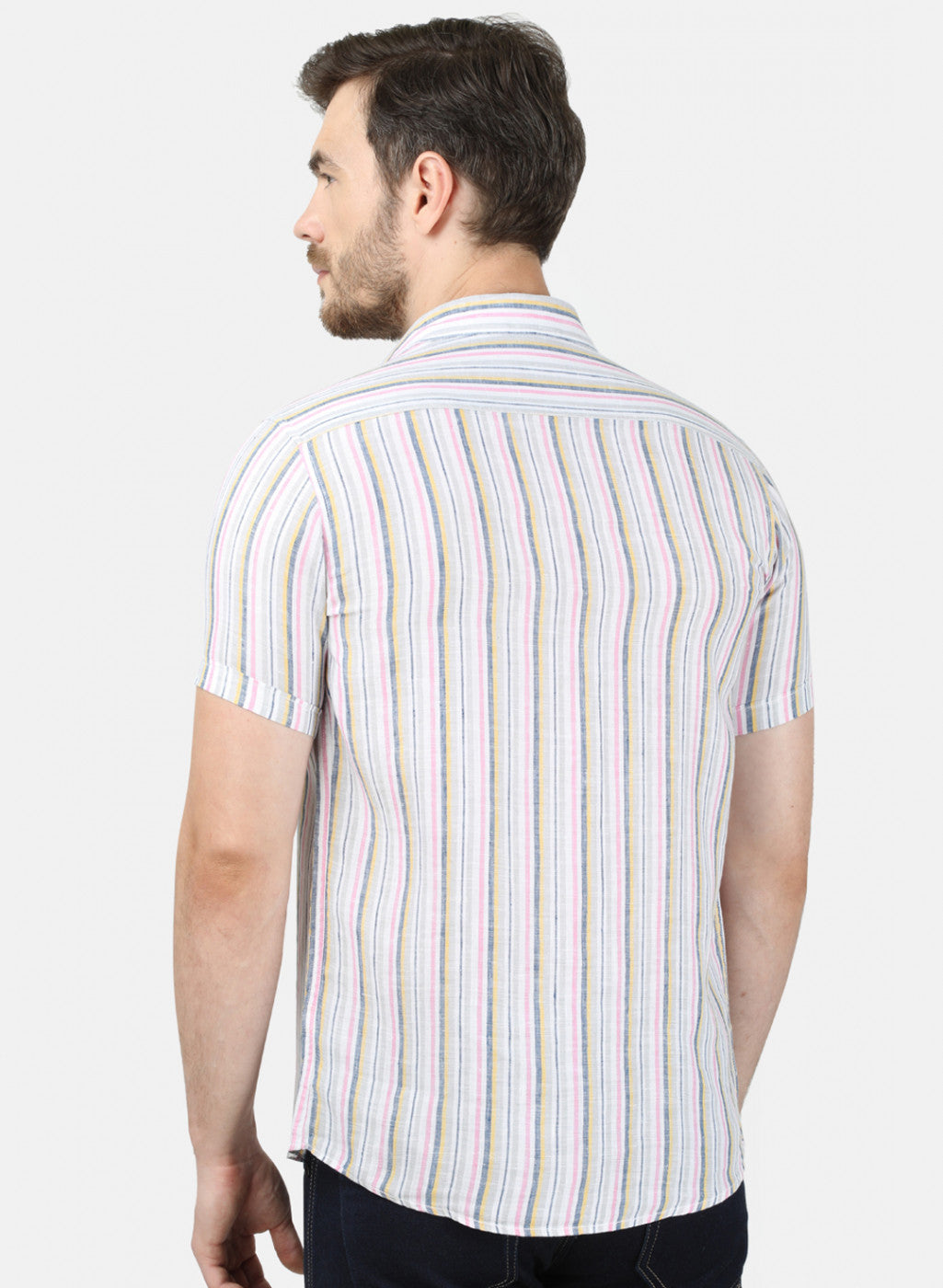 Mens Pink Stripe Linen Shirt