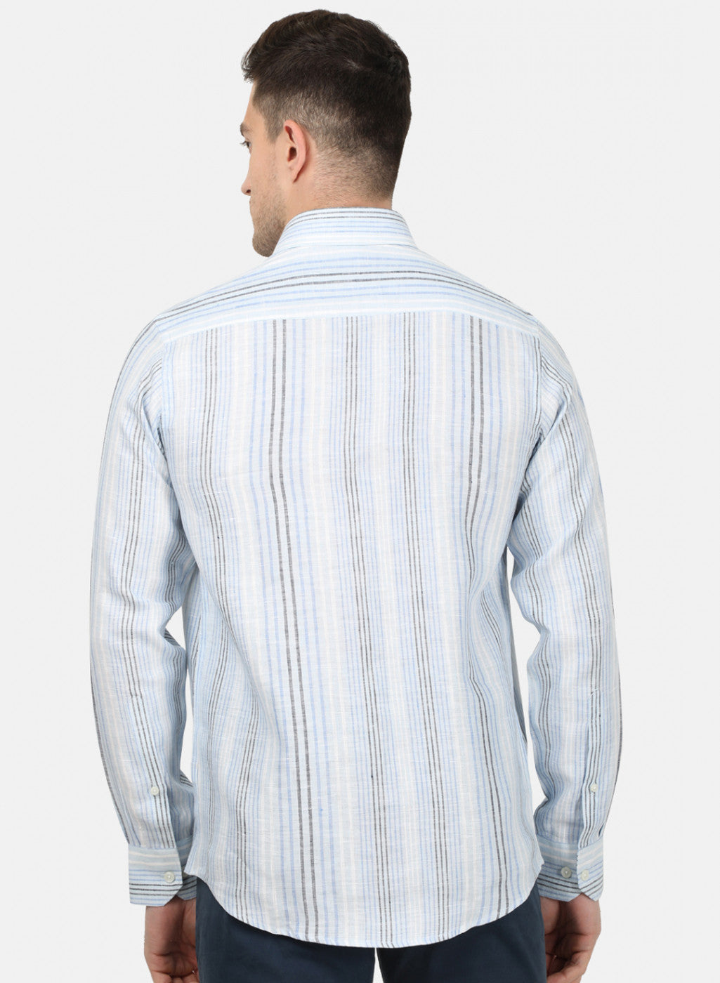 Mens Blue Stripe Linen Shirt