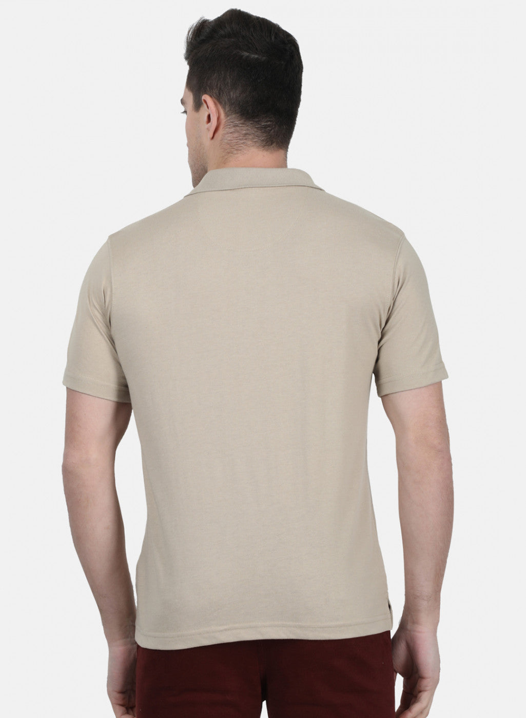 Mens Beige Plain T-Shirt