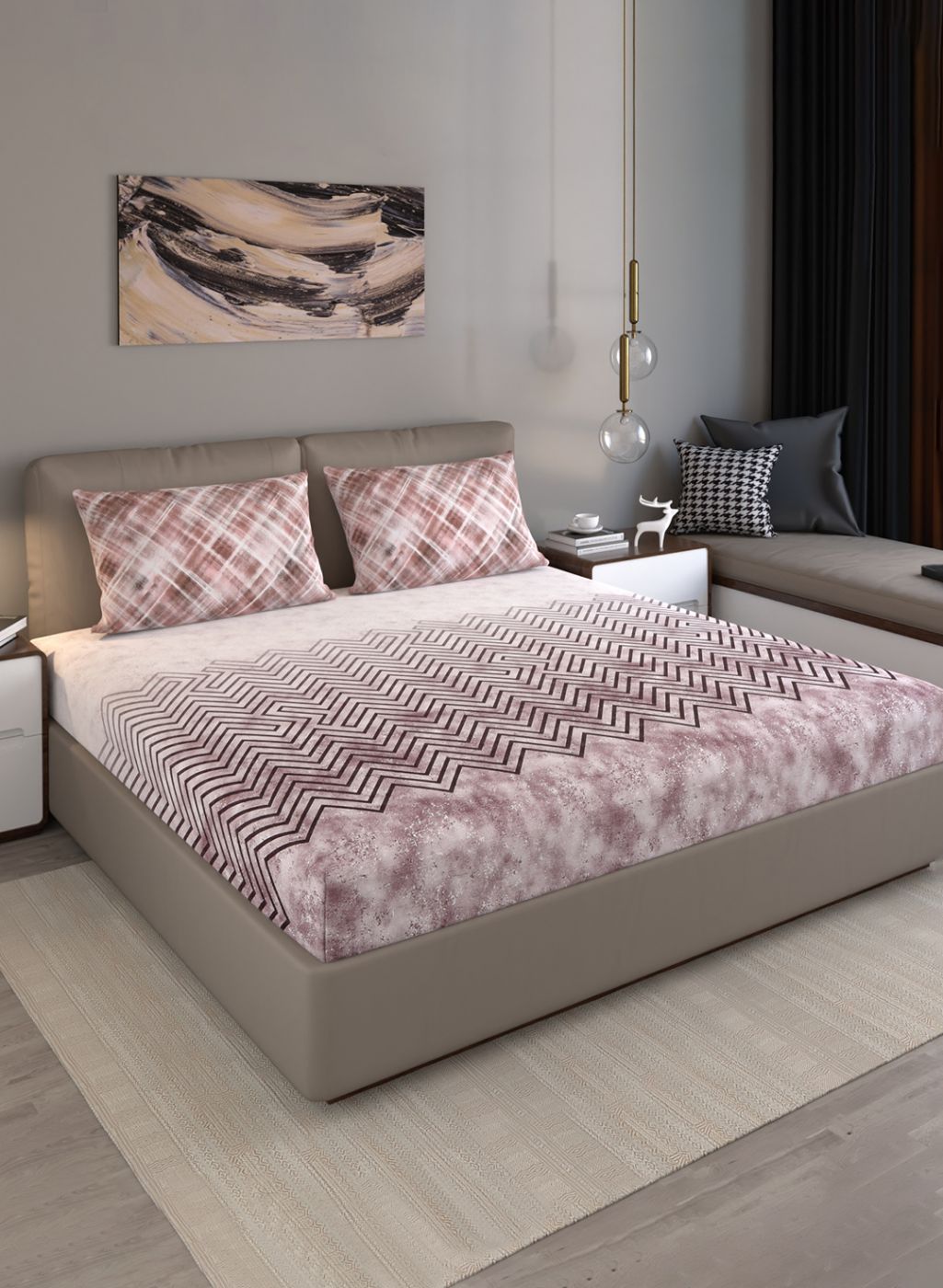 140TC Pure Cotton King Bedsheet with 2 Pillow Covers