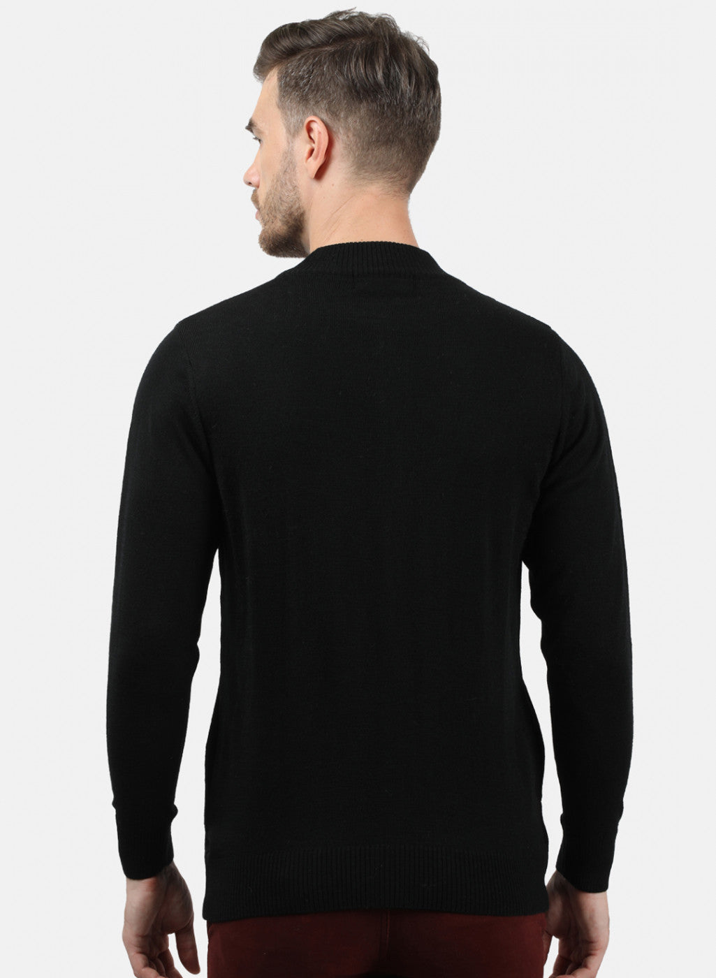 Men Black Solid Pullover