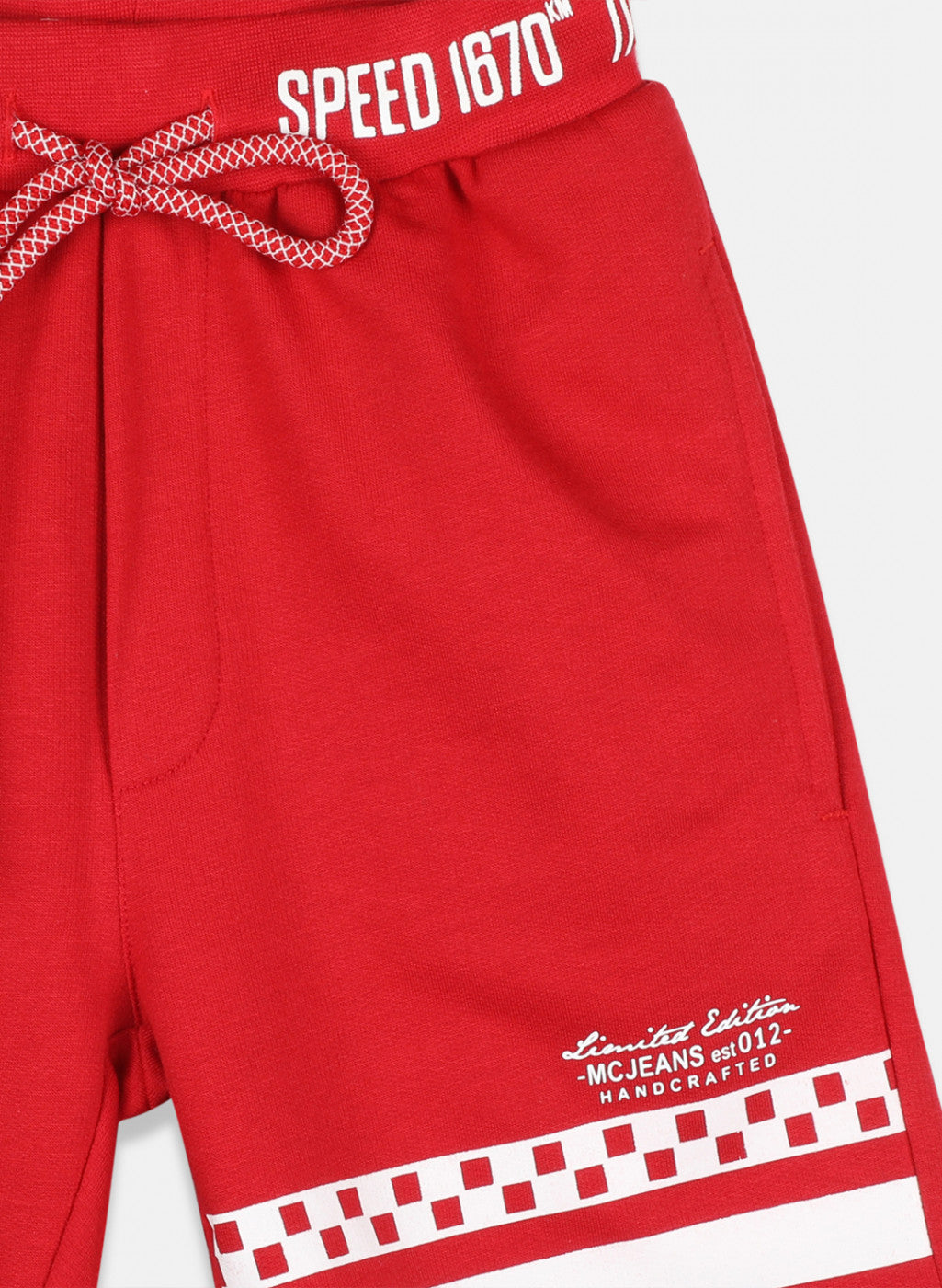 Boys Red Printed Bermuda