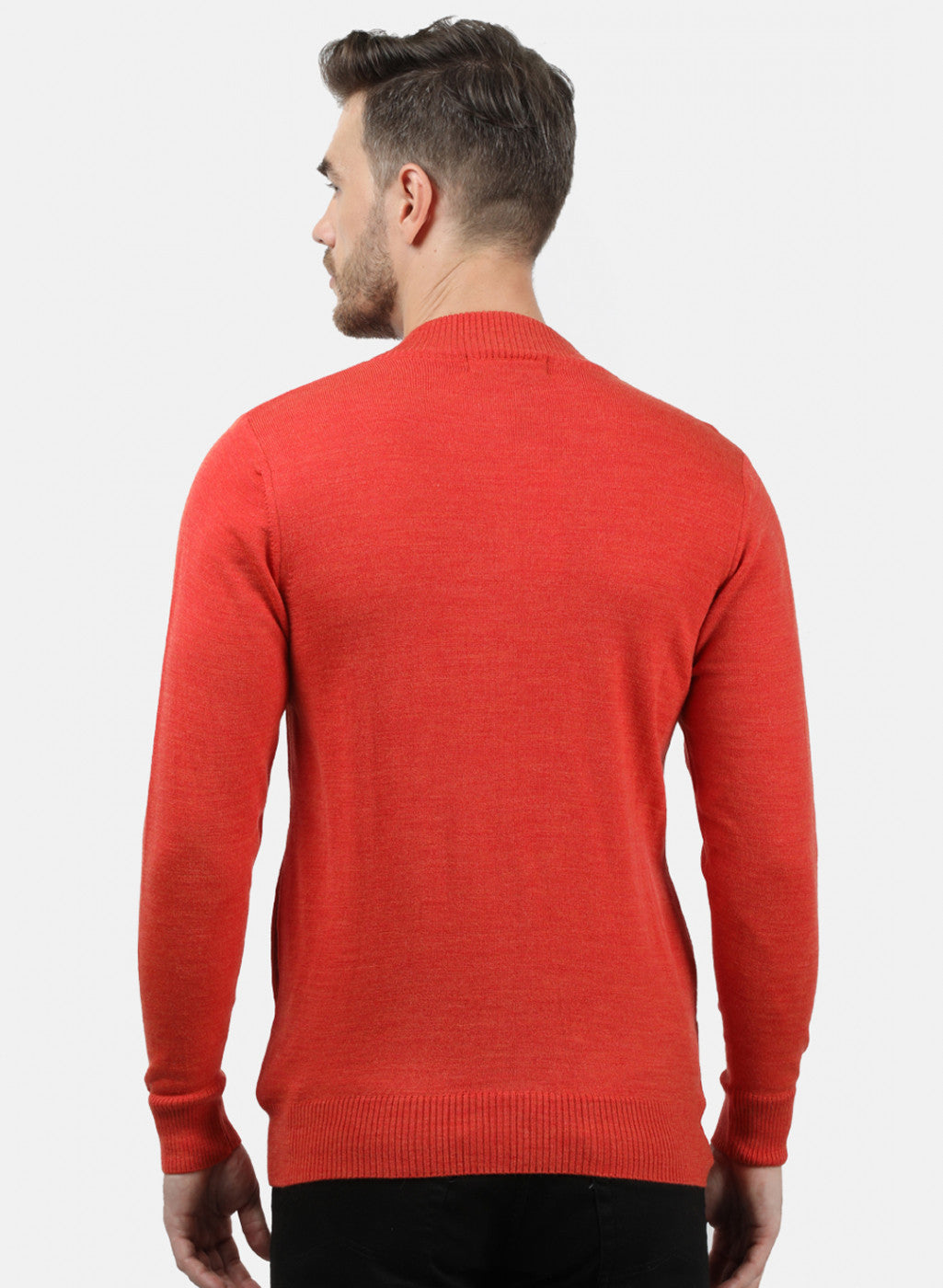 Men Orange Solid Pullover
