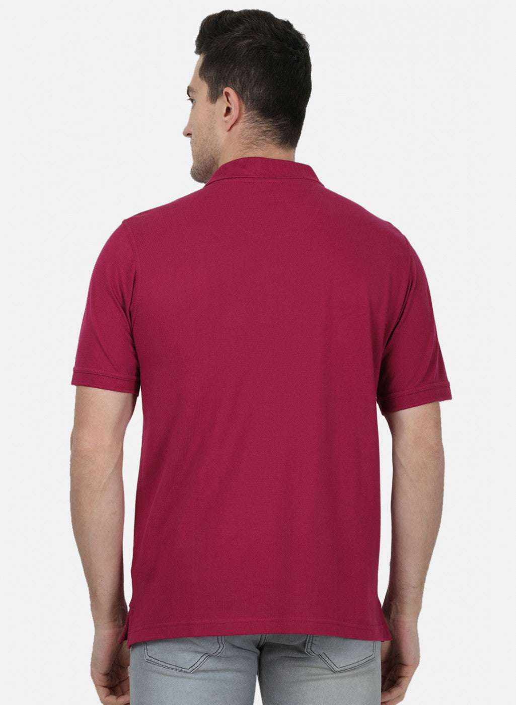 Mens Dark Pink Plain T-Shirt