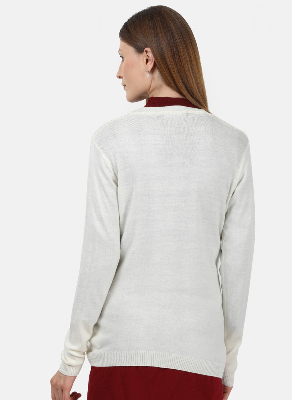 Women White Self Design Cardigan