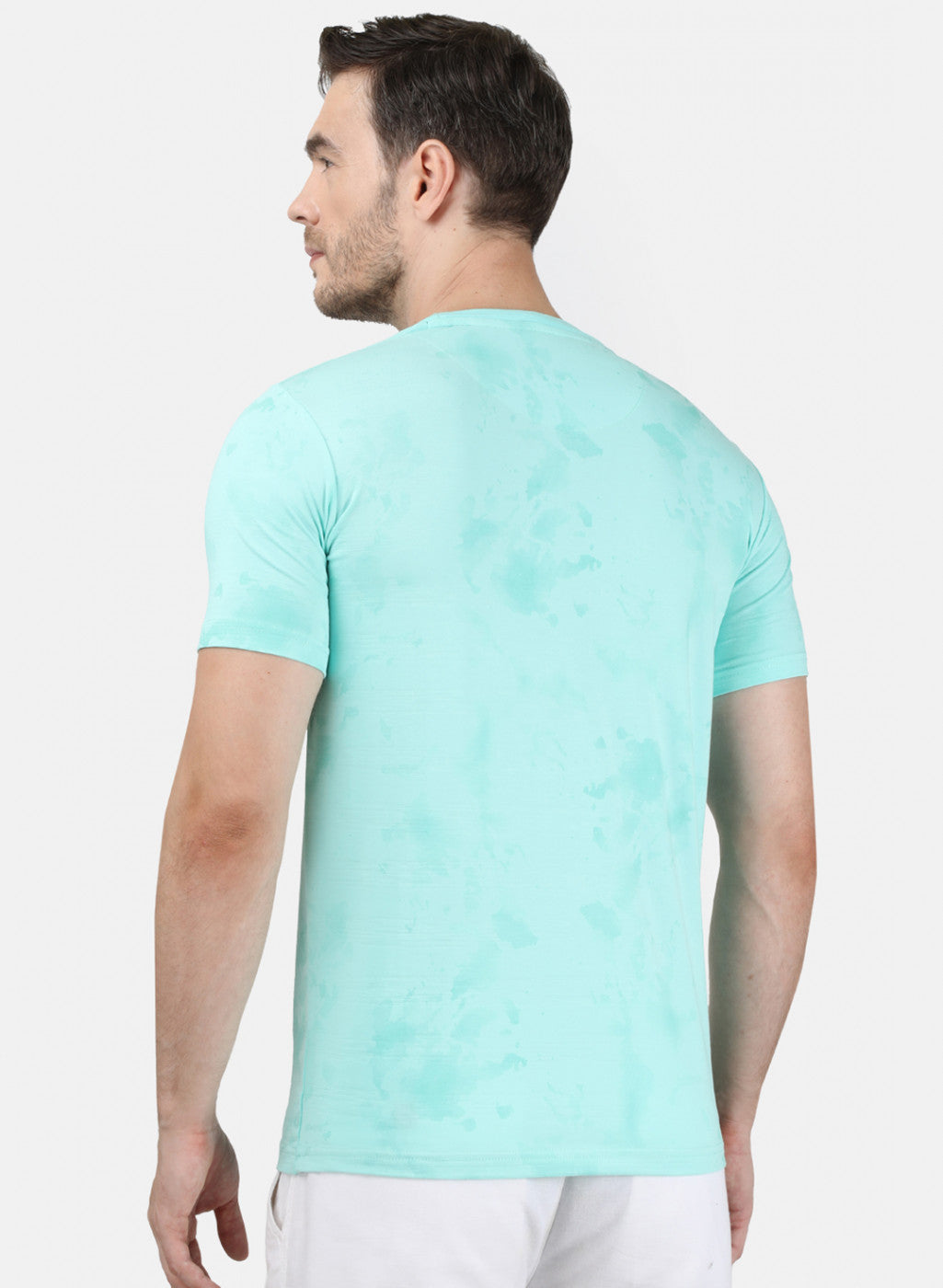 Mens Sea Green Printed T-Shirt