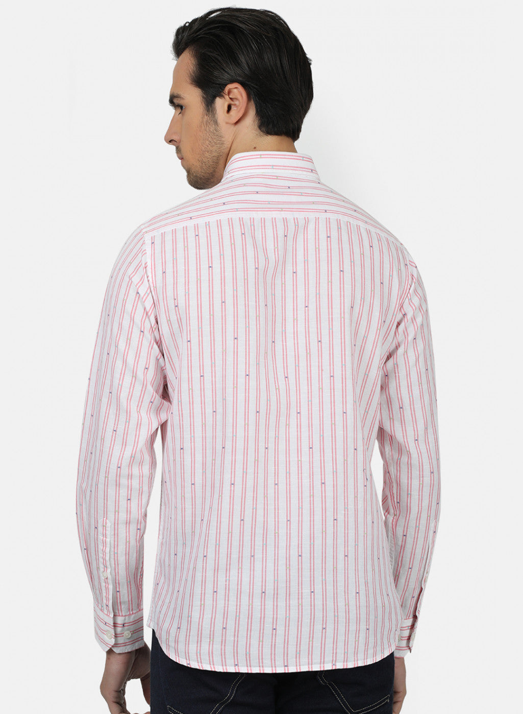 Men Red Stripe Linen Shirt