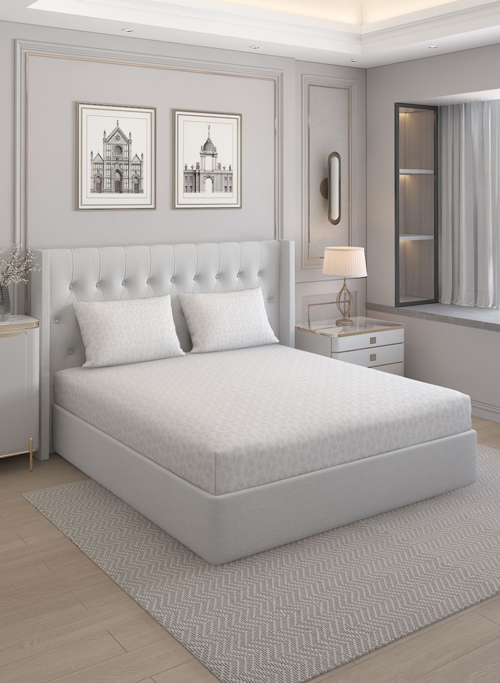 210TC Pure Cotton Queen Bedsheet with 2 Pillow Covers