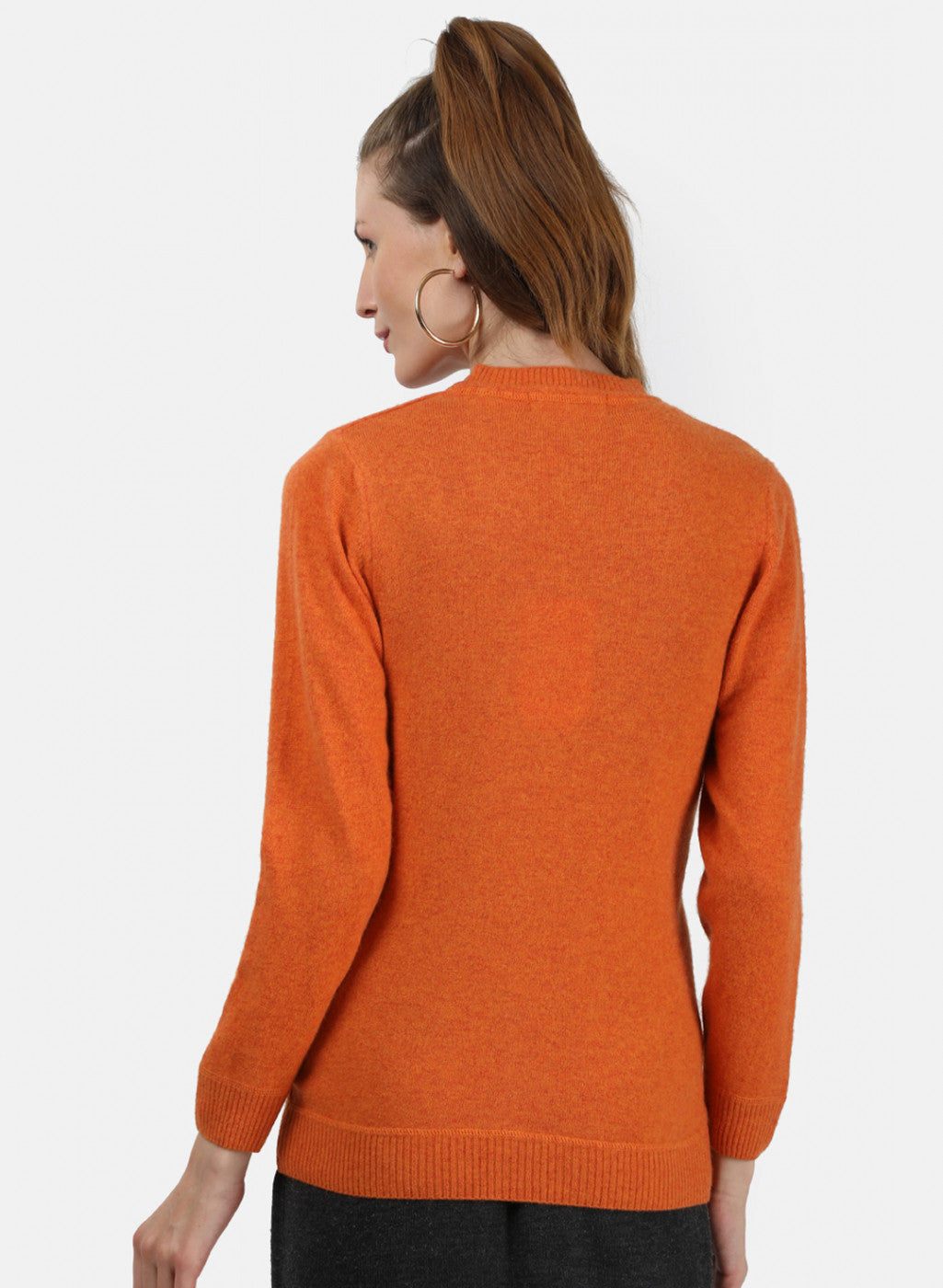 Women Orange Solid Cardigan
