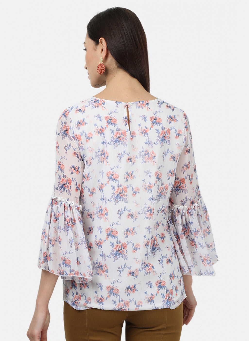 Womens White Printed Tops