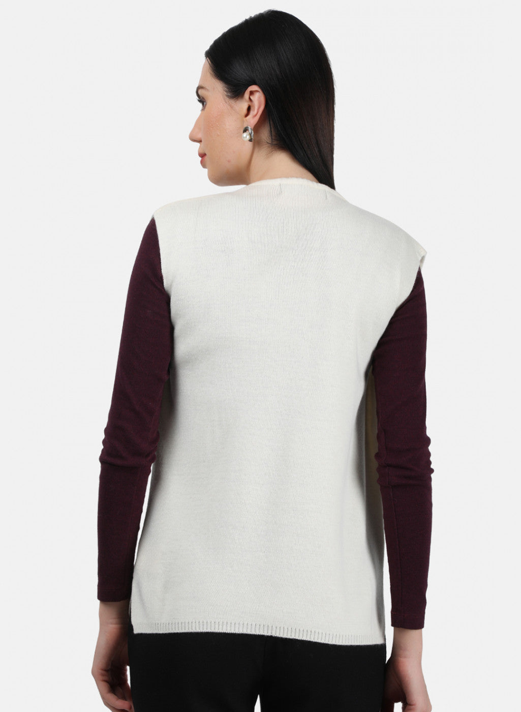 Women Off White Self Design Cardigan