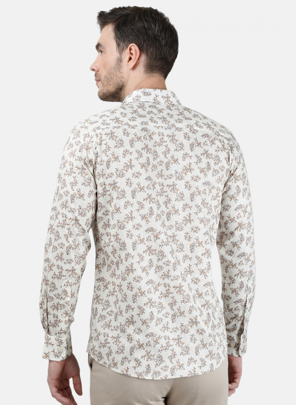 Mens Beige Printed Shirt
