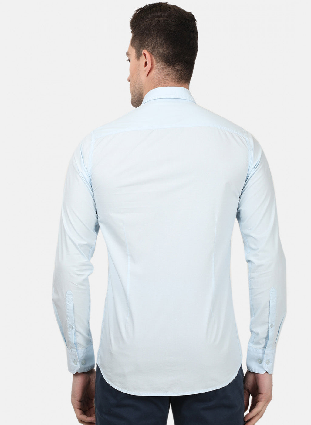 Mens Sky Blue Solid Shirts