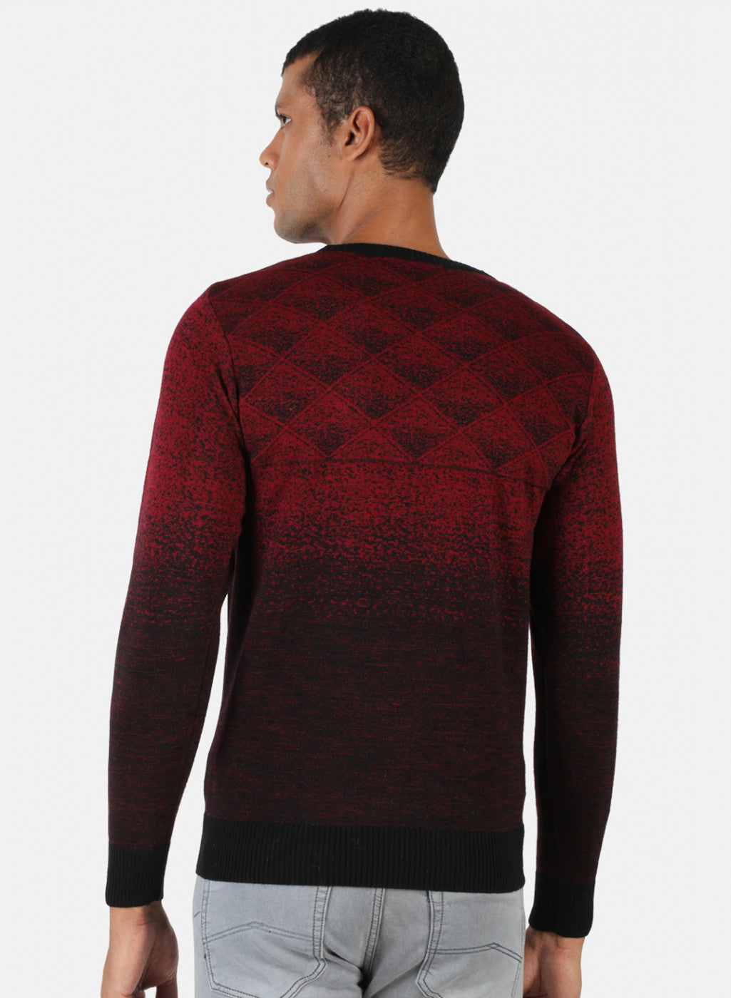 Men Maroon & Black Solid Pullover