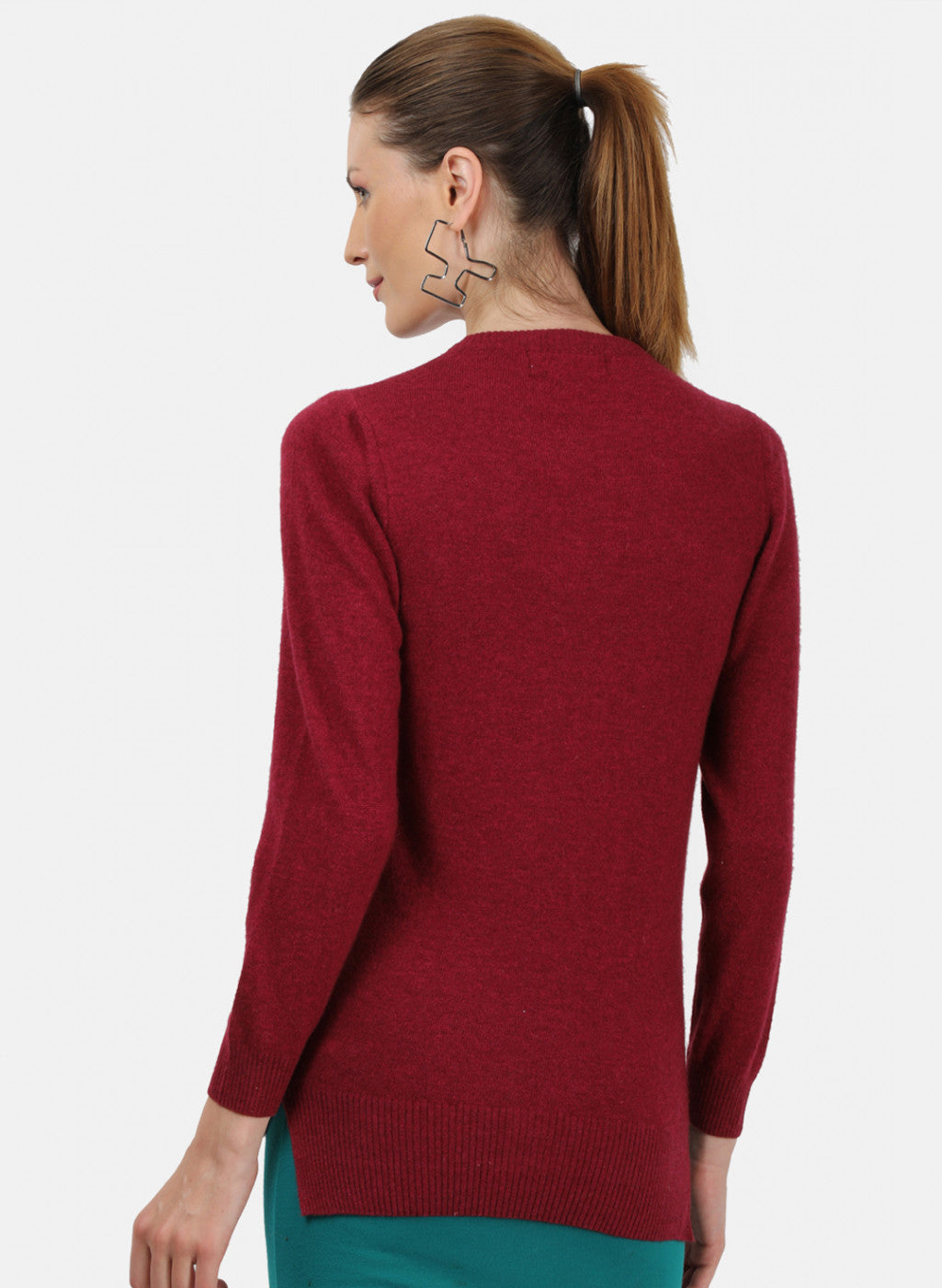 Women Maroon Solid Cardigan