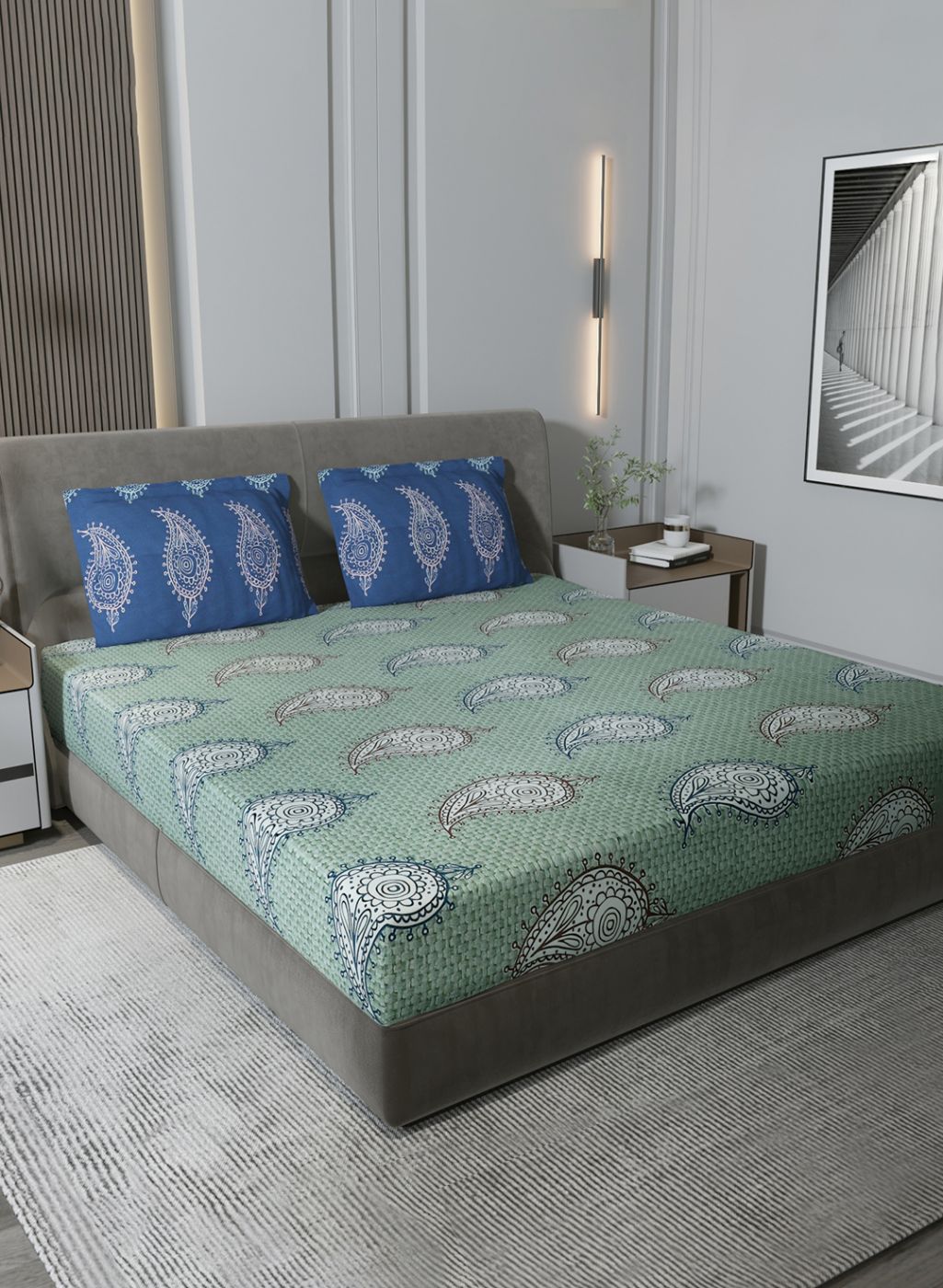 144TC Pure Cotton King Bedsheet with 2 Pillow Covers