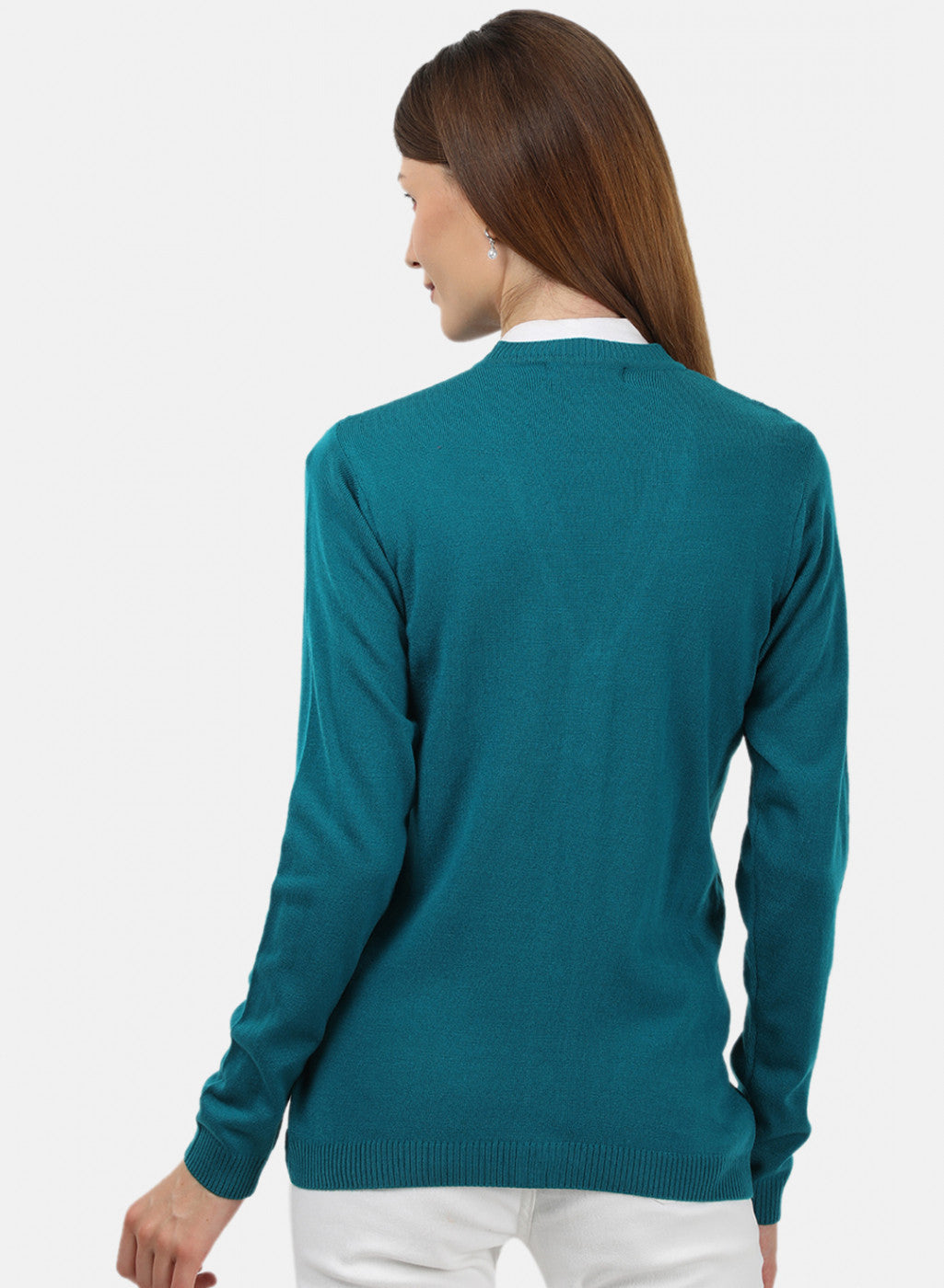 Women Blue Self Design Cardigan
