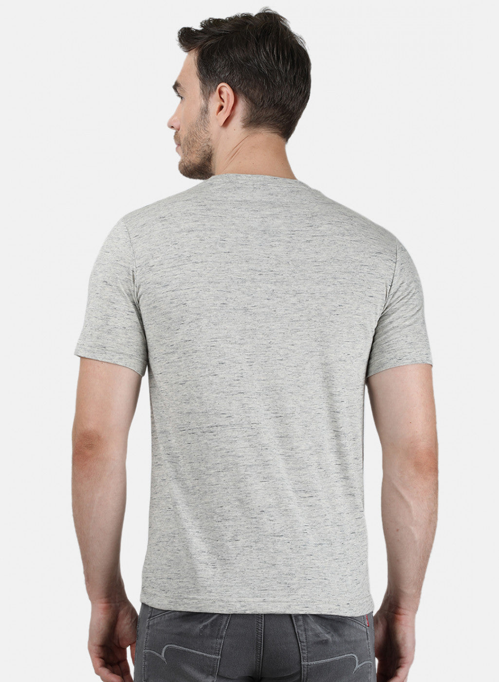 Mens Grey Printed T-Shirt