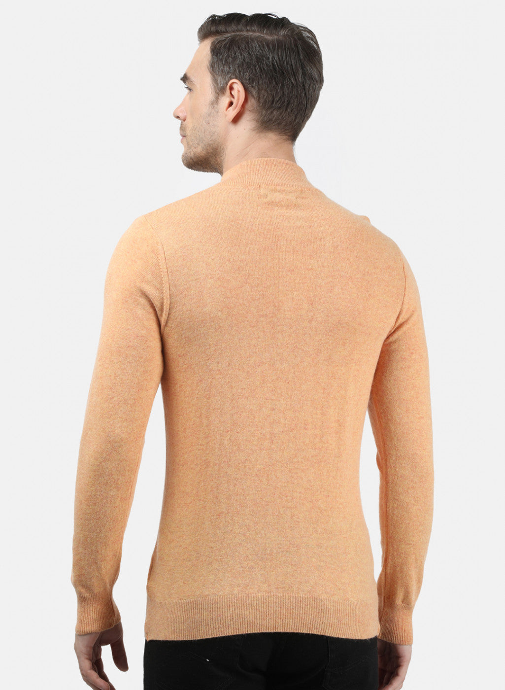 Men Light Orange Solid Pullover