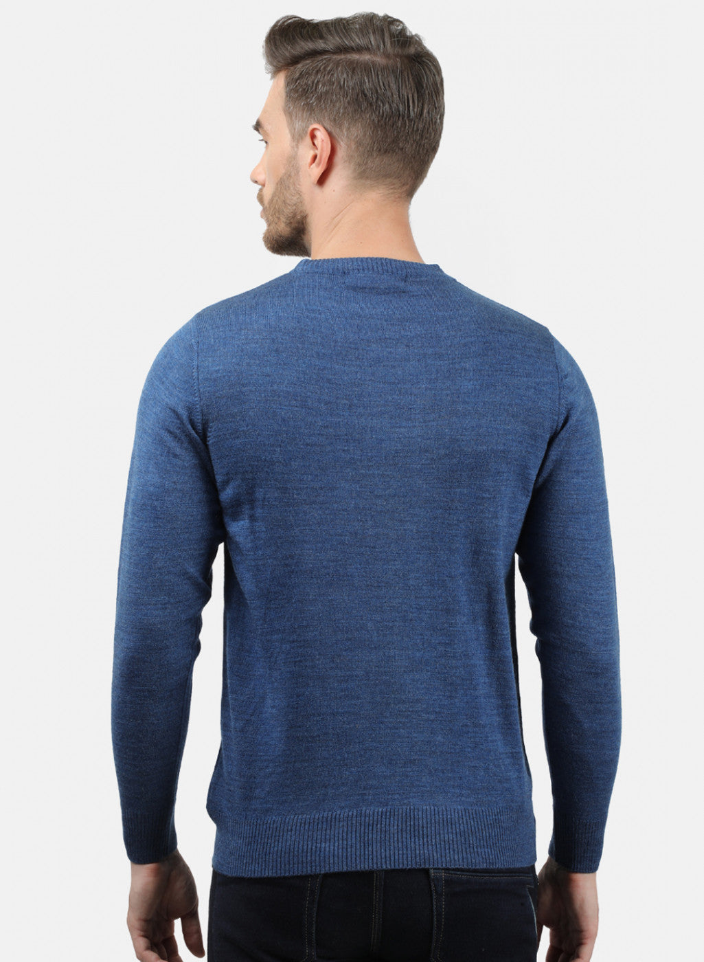 Men Blue Solid Pullover