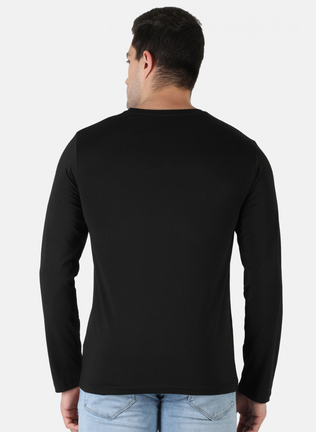 Men Black Plain T-Shirt