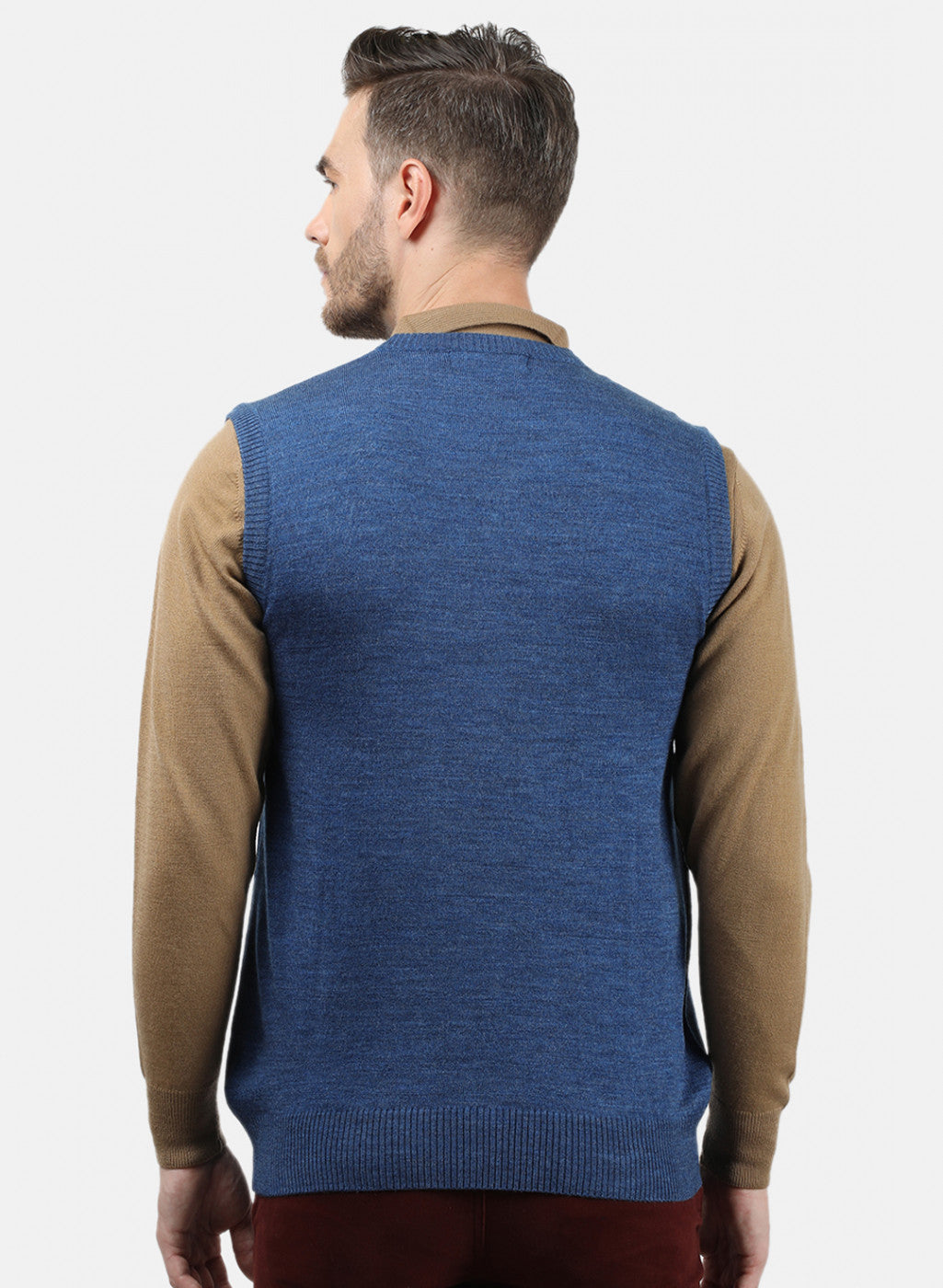 Men Blue Solid Sweater