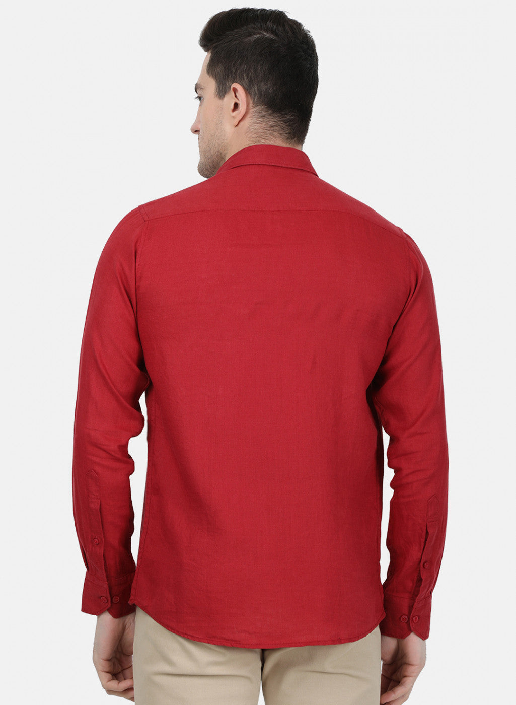Mens Maroon Solid Shirt