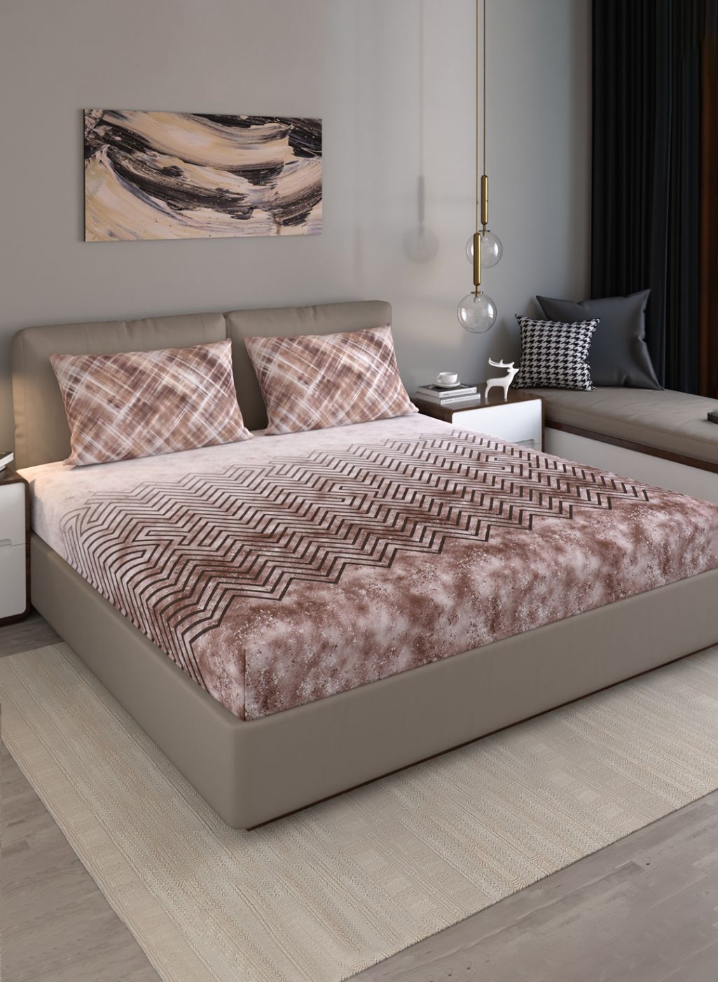 140TC Pure Cotton King Bedsheet with 2 Pillow Covers