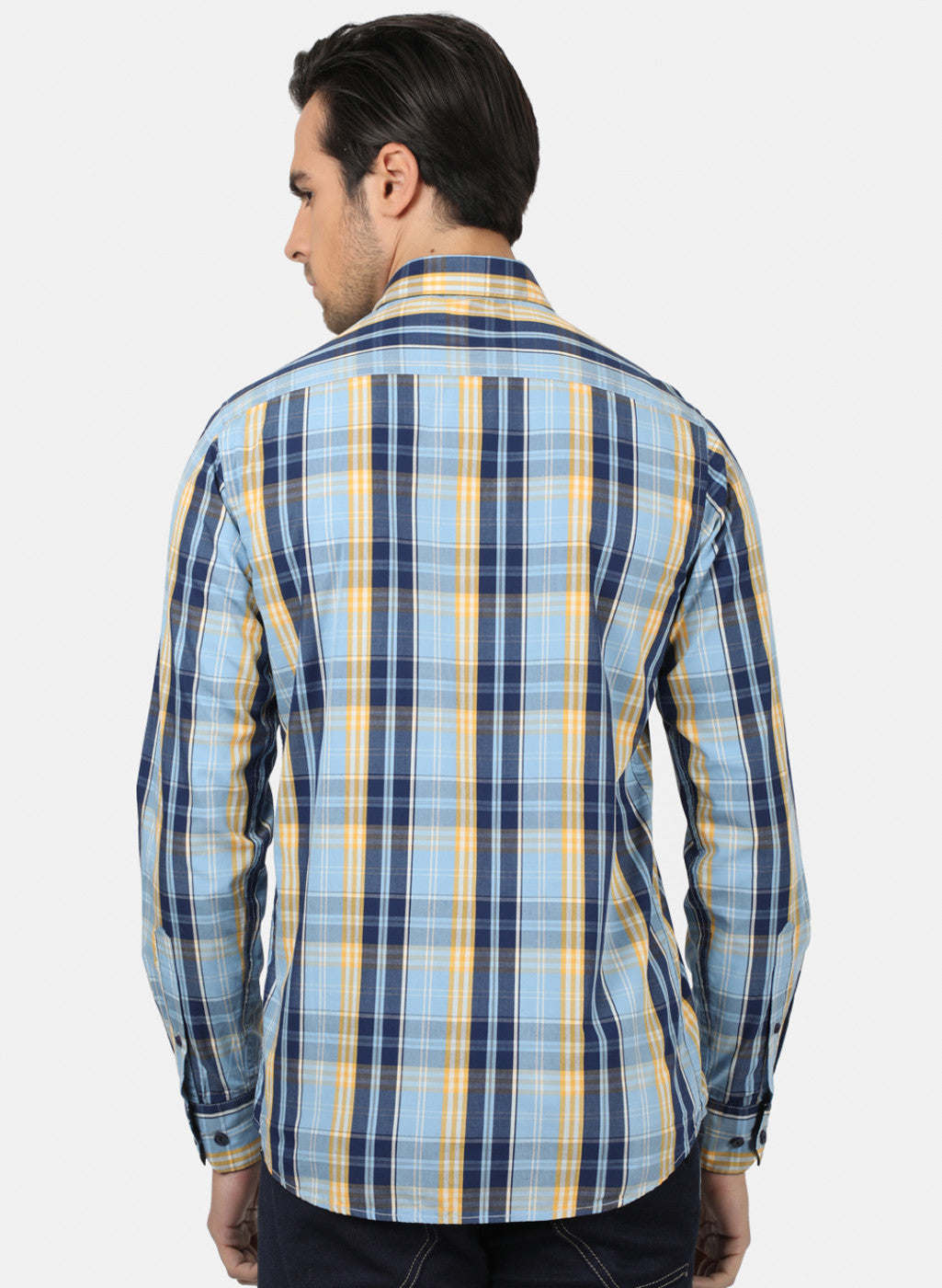 Men Blue Check Shirts