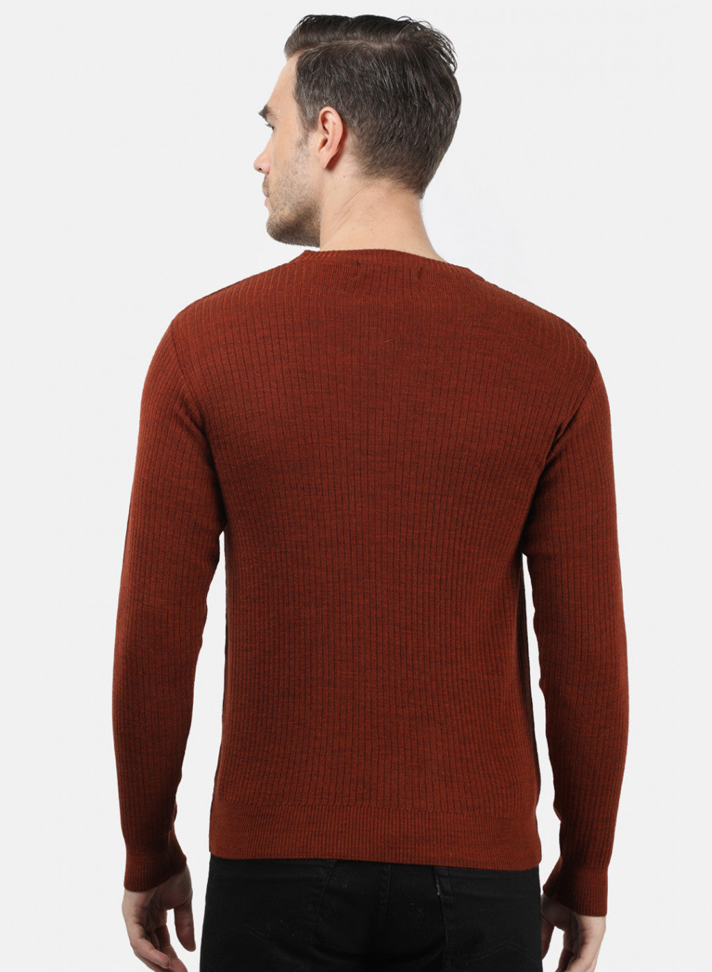 Men Brown Solid Pullover