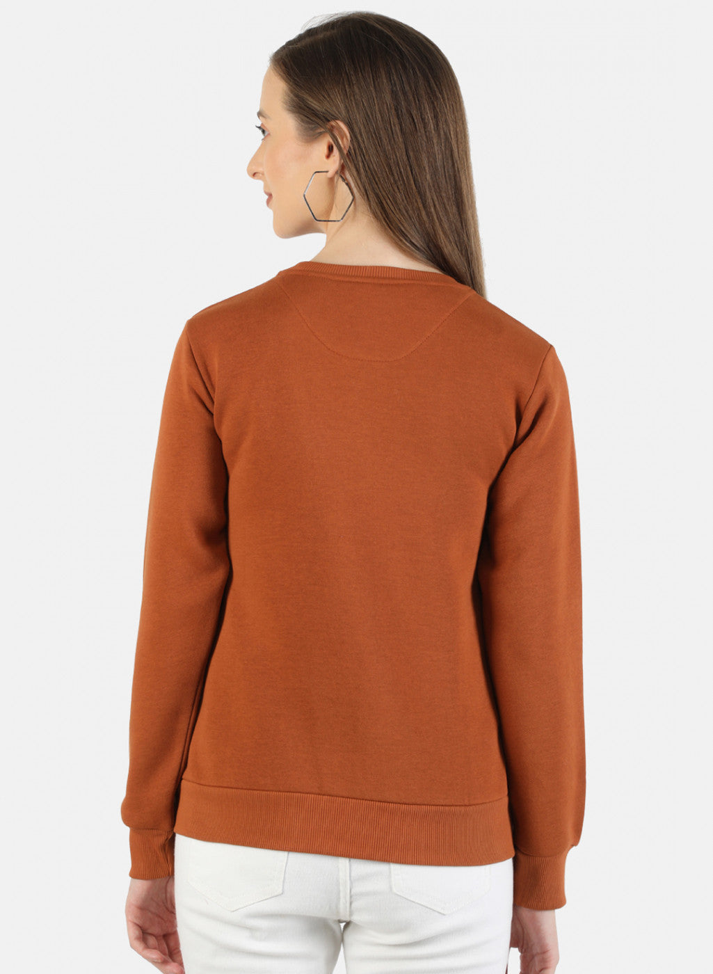 Women Brown Embroidered Sweatshirt
