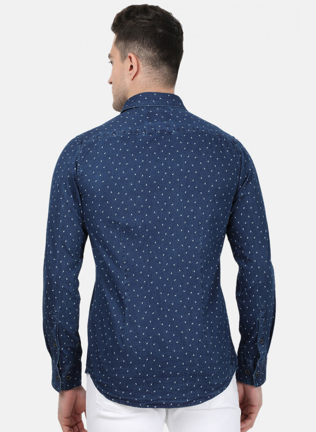 Mens Blue Printed Shirt