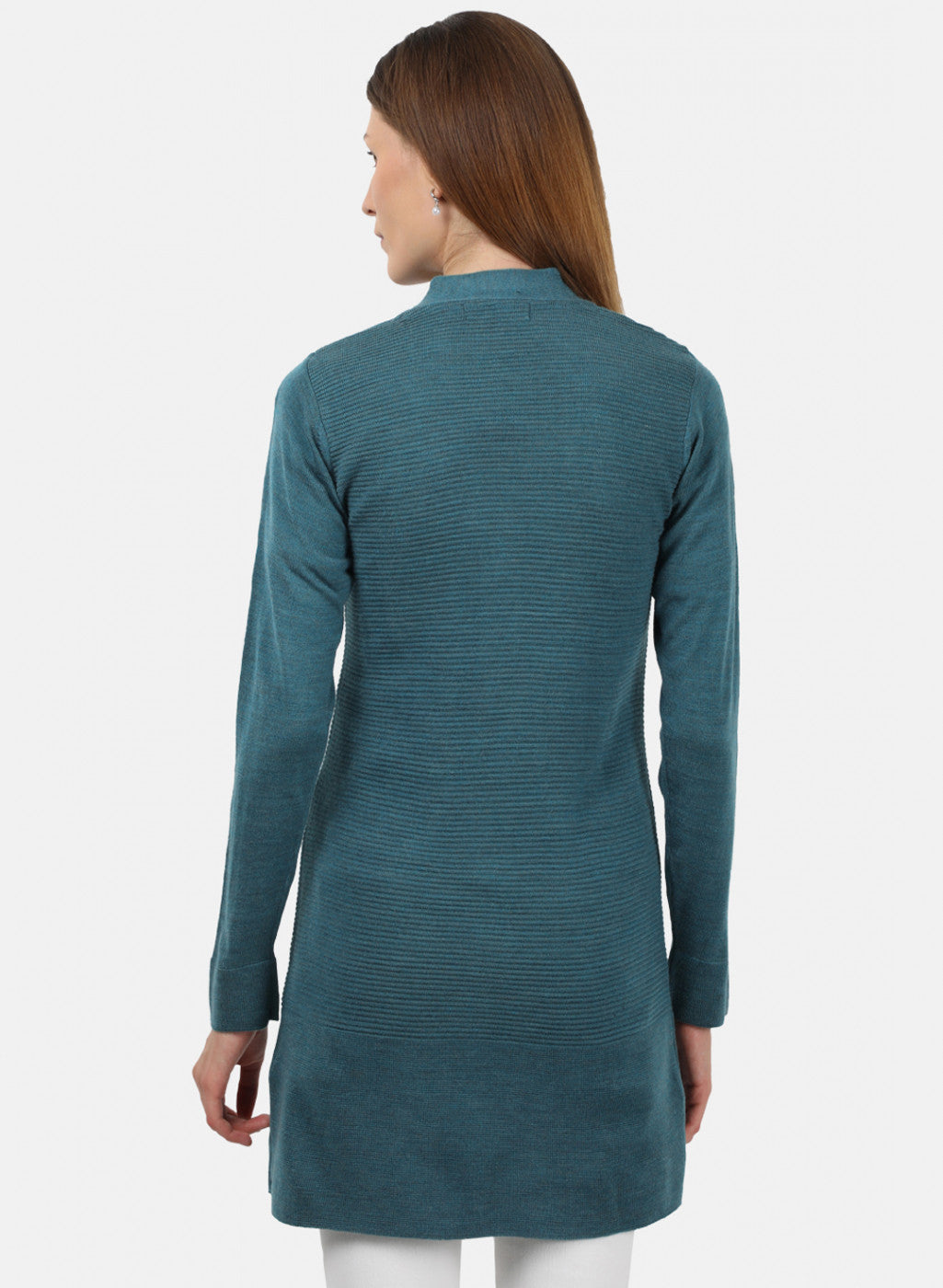 Women Blue Self Design Cardigan