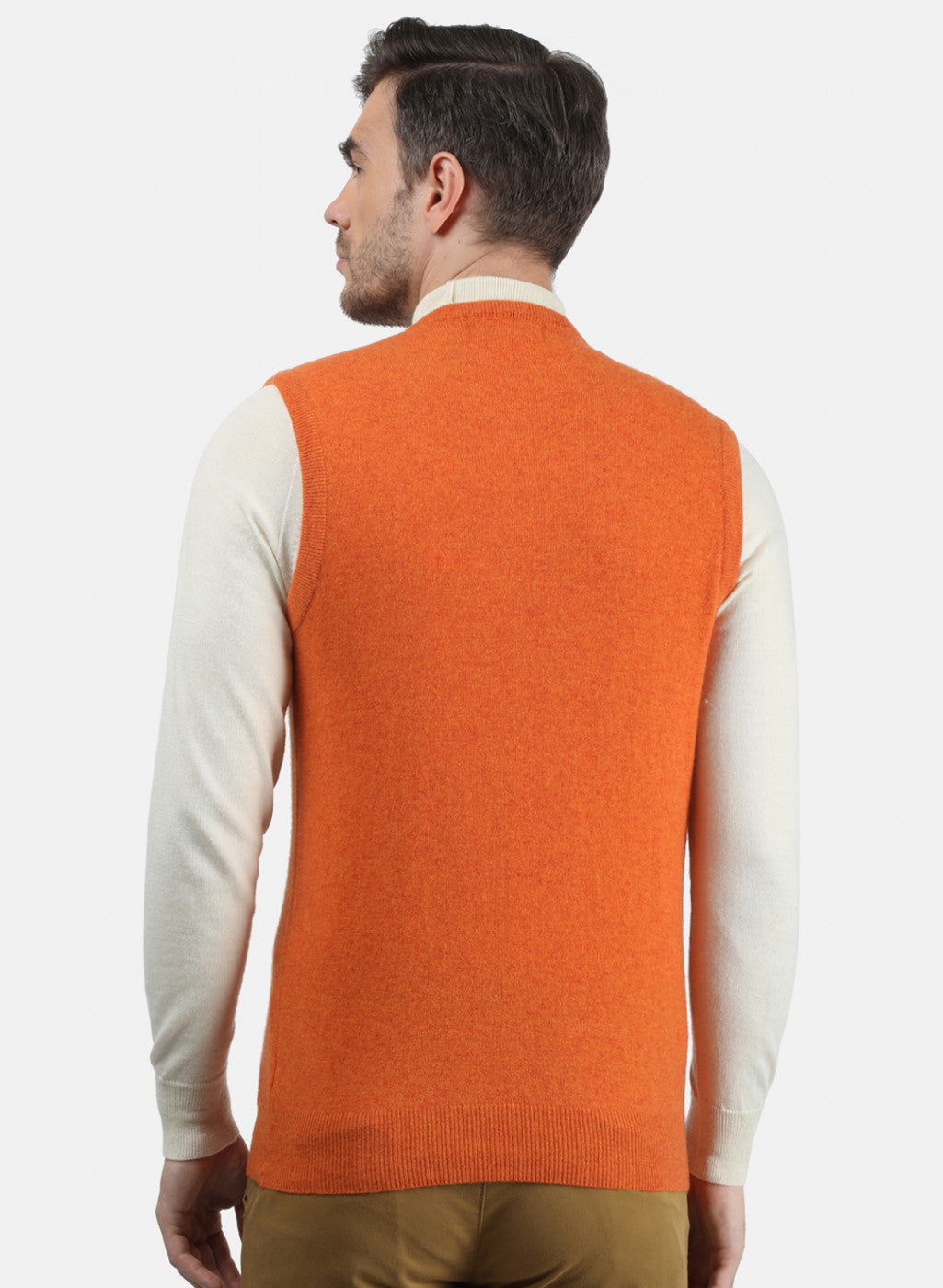 Men Orange Solid Sweater