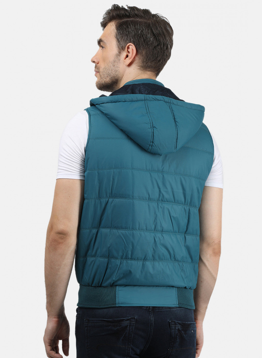 Men Blue Plain Jacket