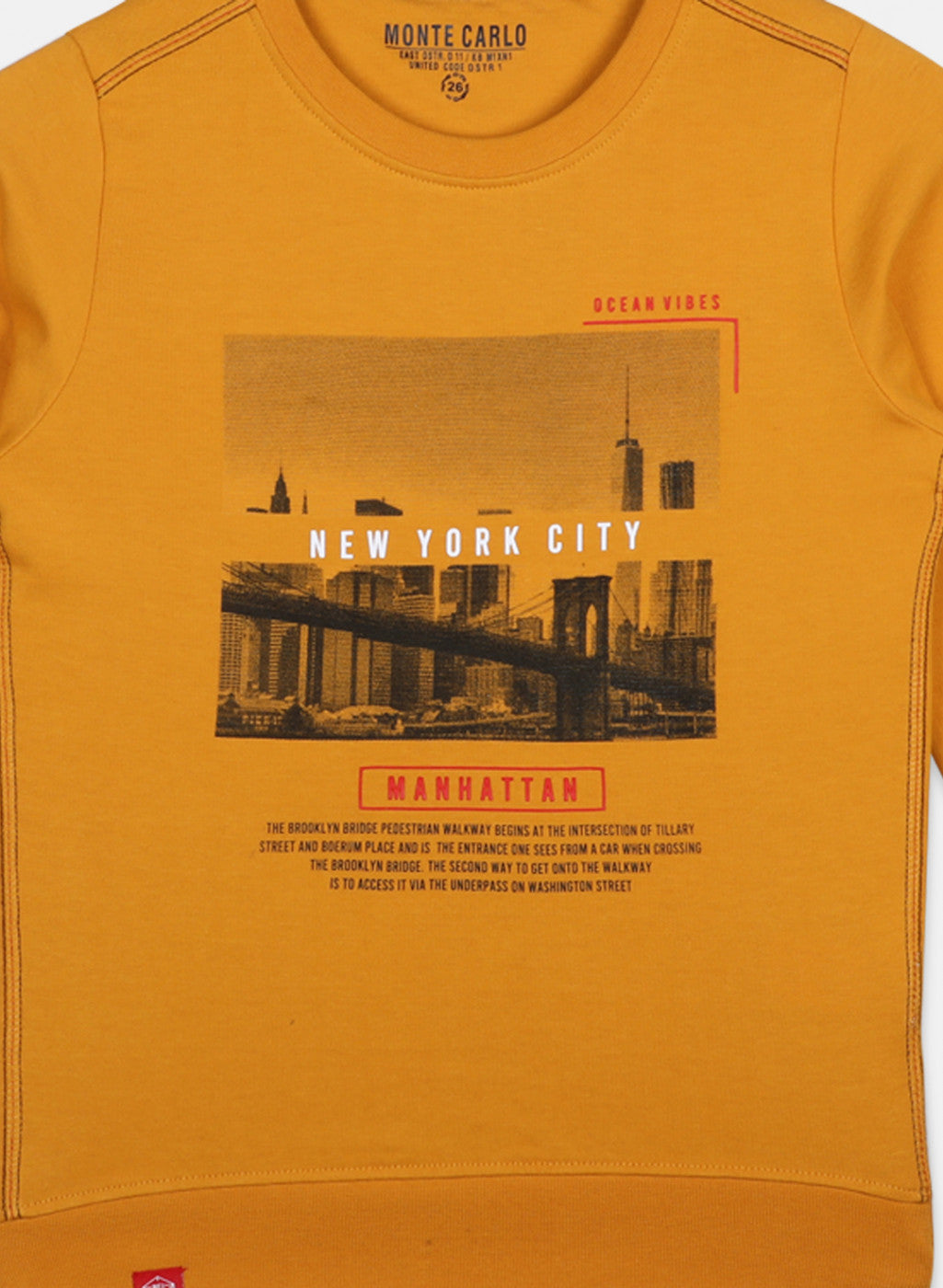 Boys Mustard Printed Sweatshirt