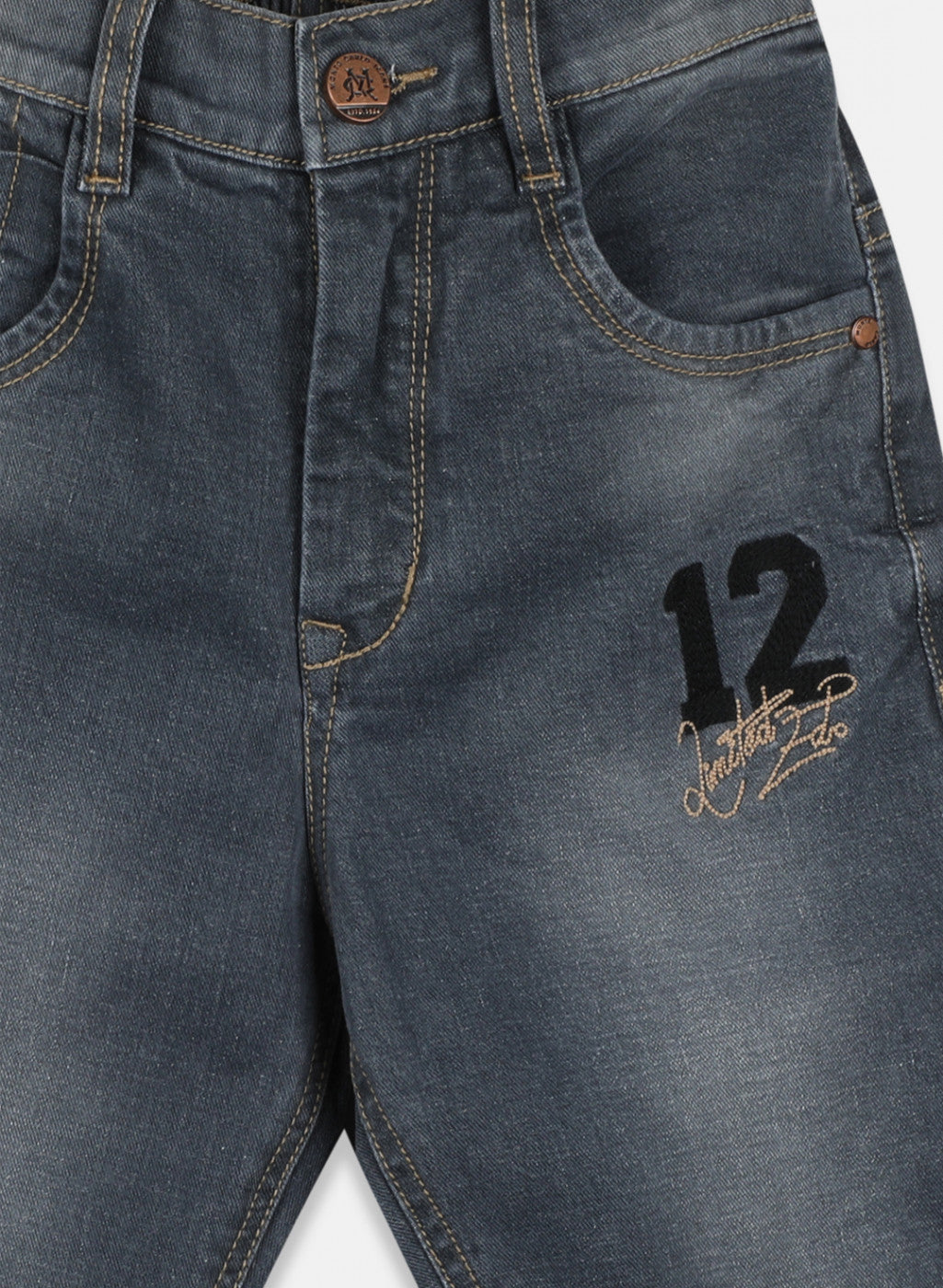 Boys Grey Heavy Wash Capri