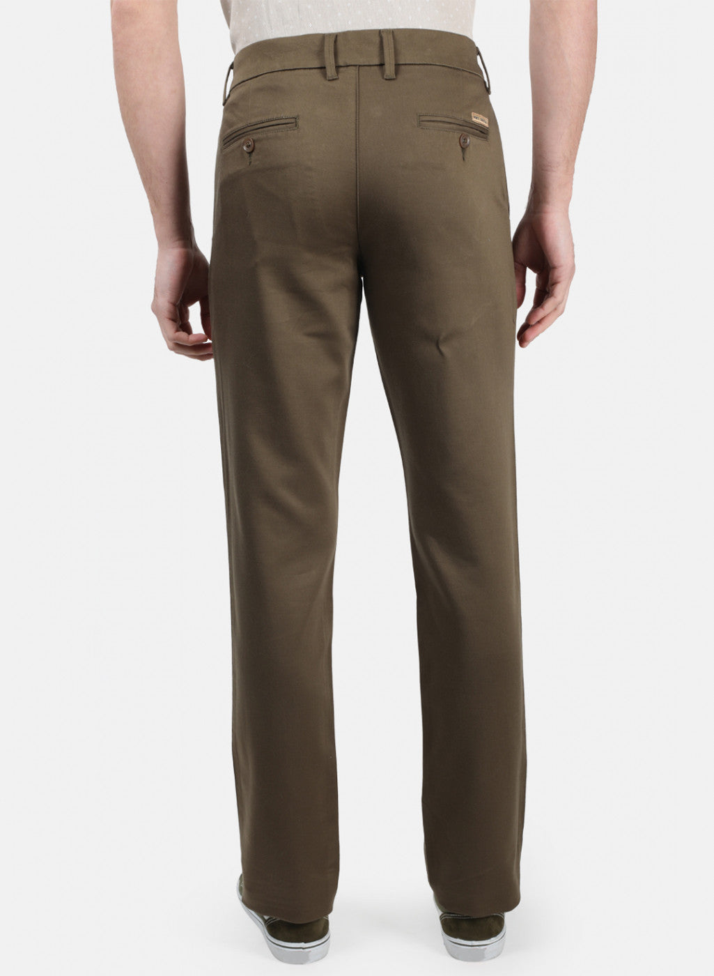 Men Olive Plain Trousers