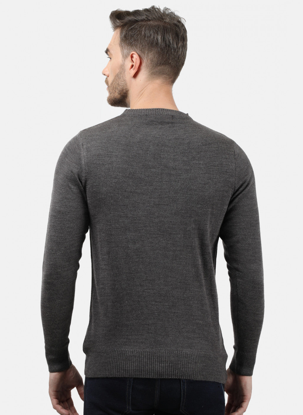 Men Grey Solid Pullover
