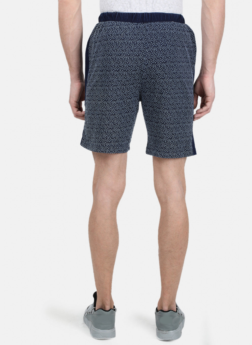 Mens Blue Self Design Bermuda