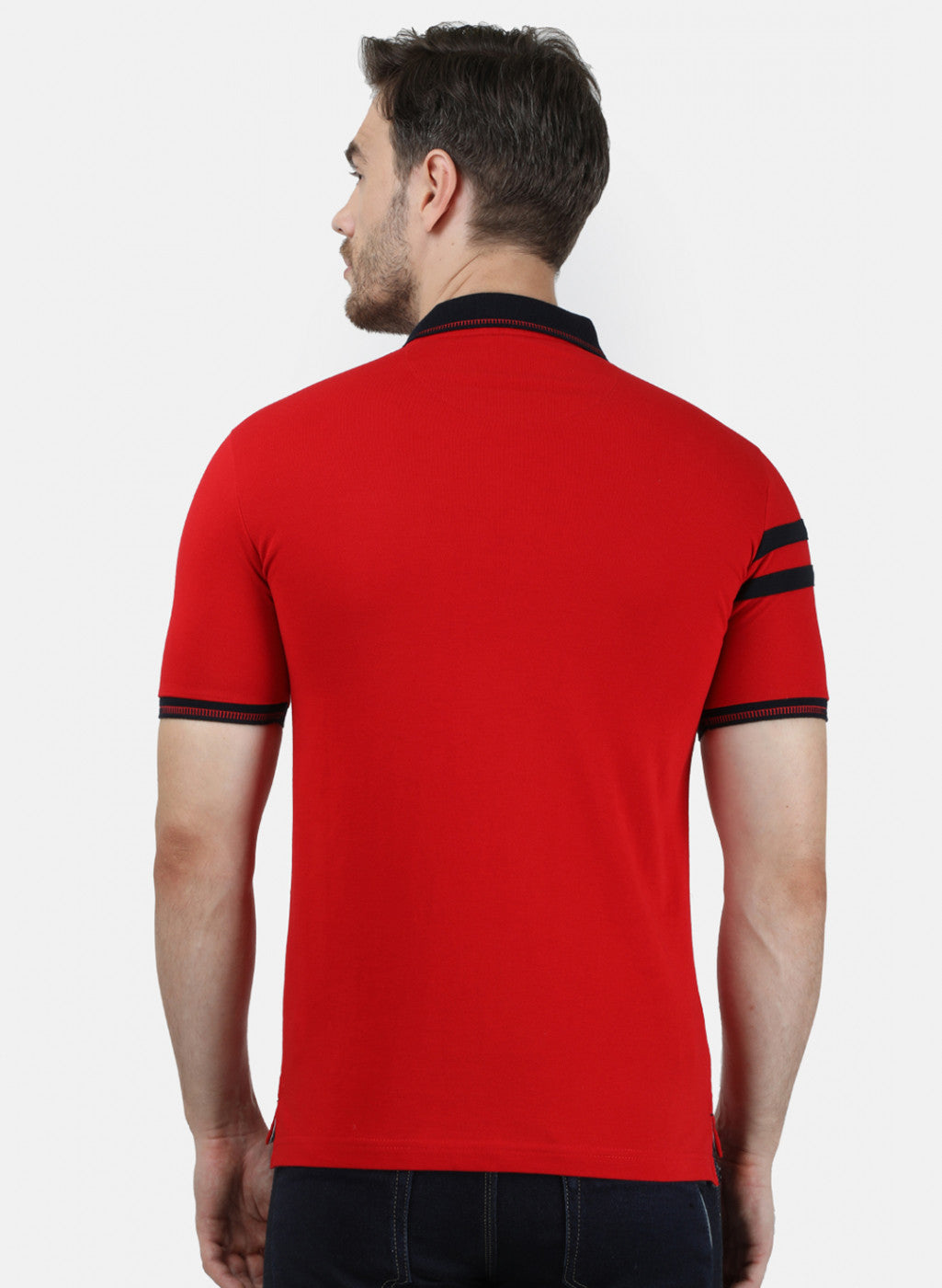 Mens Red Plain Collar T-Shirts