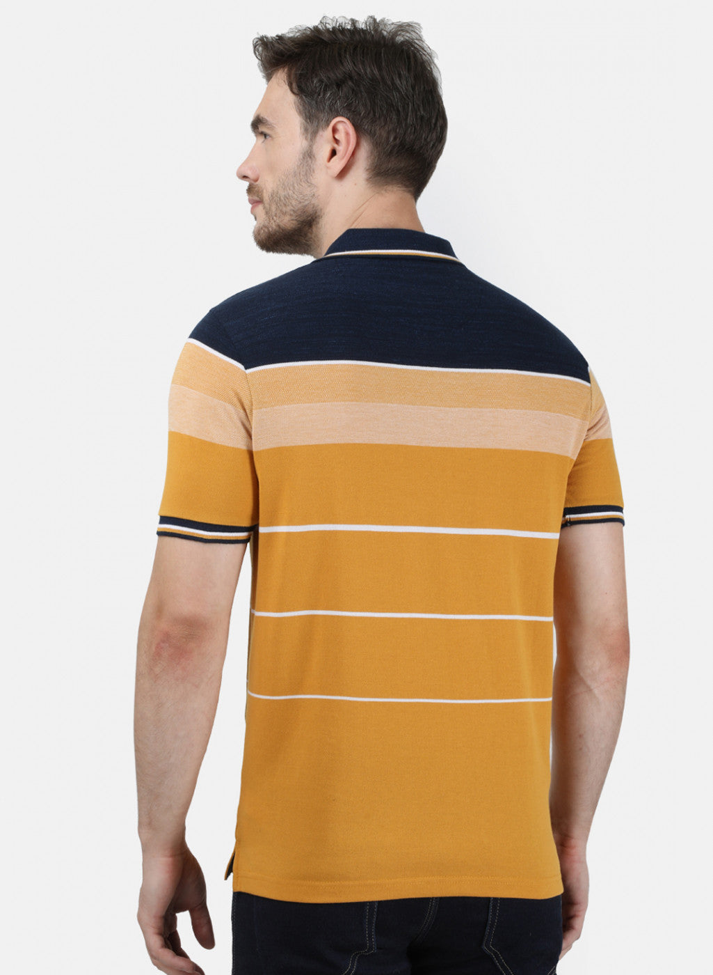 Mens Mustard Stripe Collar T-Shirts