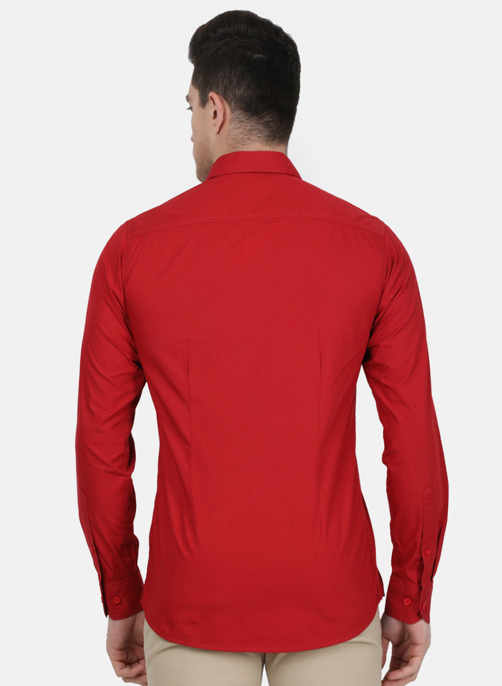 Mens Red Solid Shirt