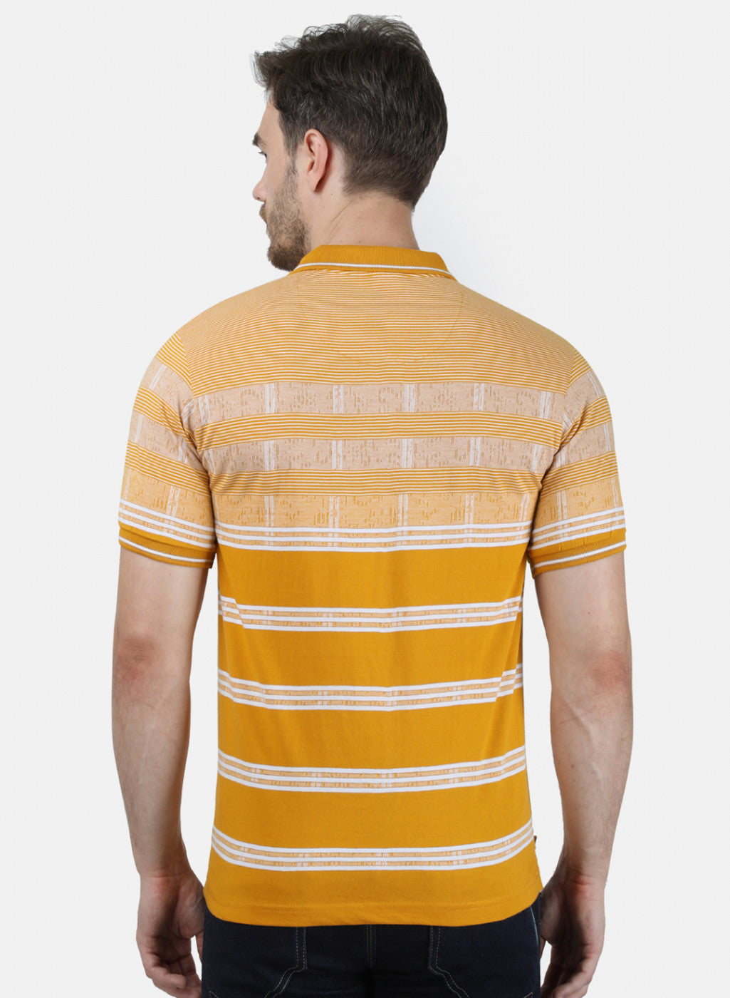 Mens Mustard Stripe Collar T-Shirts