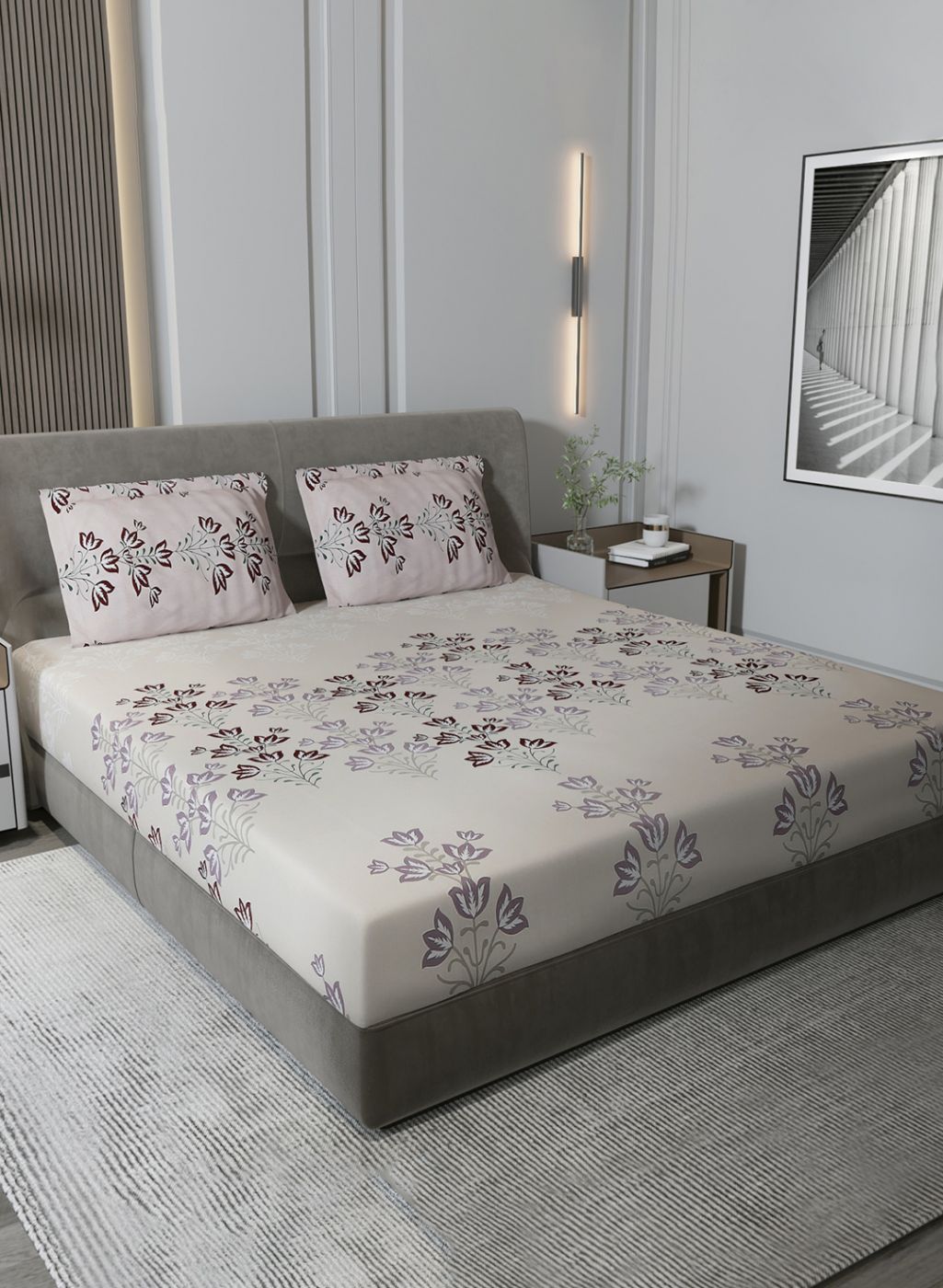 180TC Pure Cotton King Bedsheet with 2 Pillow Covers