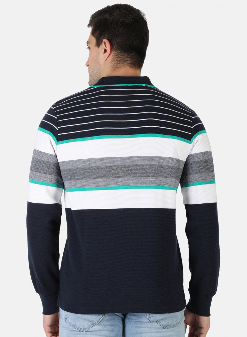 Men NAvy Blue Stripe T-Shirt