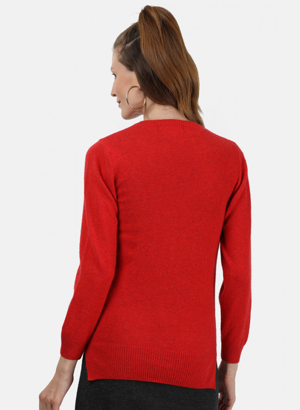 Women Red Solid Cardigan